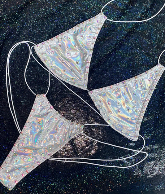 Iridescent Silver Micro Bikini Set