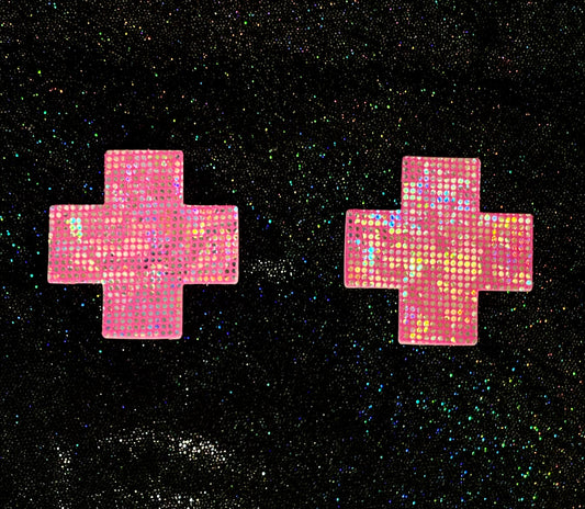 Shattered Glass Pink 'X' Nipple Pasties (2 Pair)