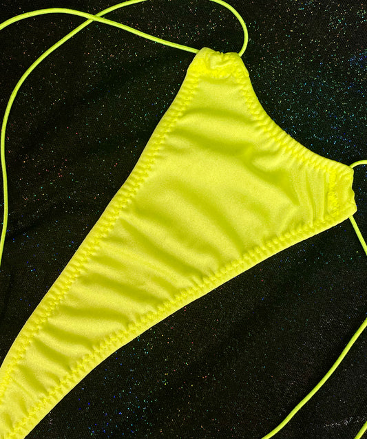 Neon Yellow Elastic String Thong